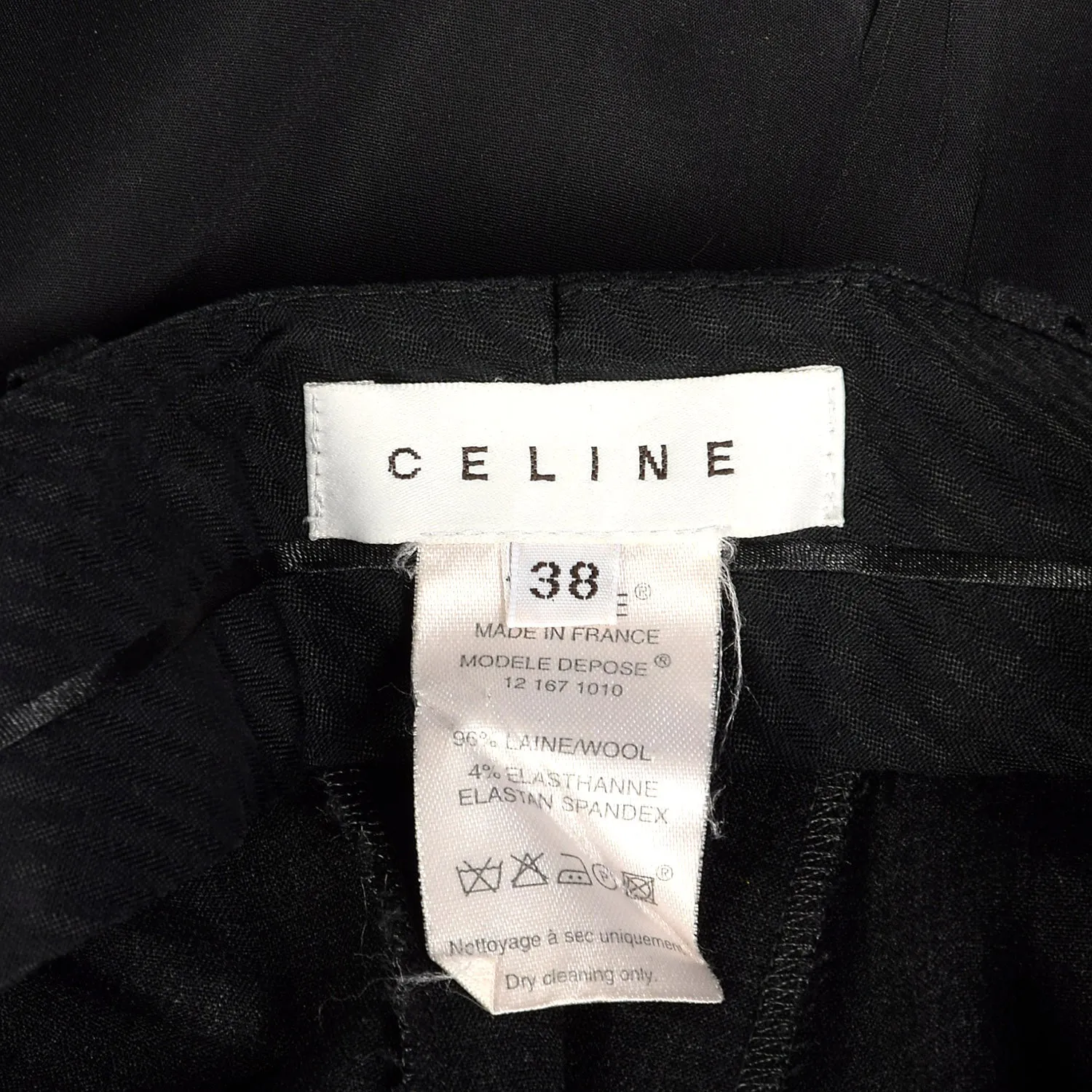 Small 1990s Celine Pant Suit Charcoal Gray Business Wear To Work Extra Long Pants