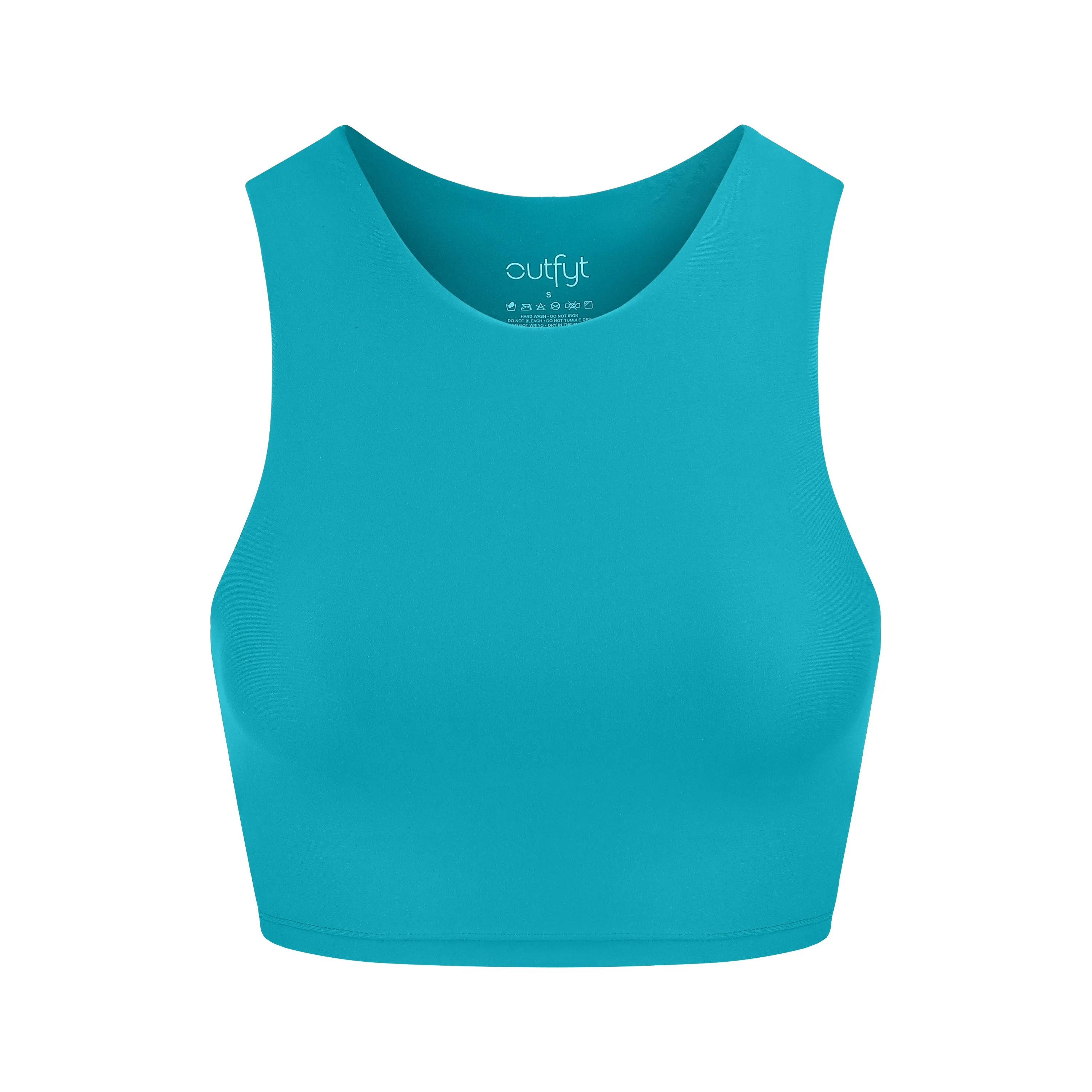 Tula High Neck Racer Back Crop Top | Recycled Nylon | Cerulean