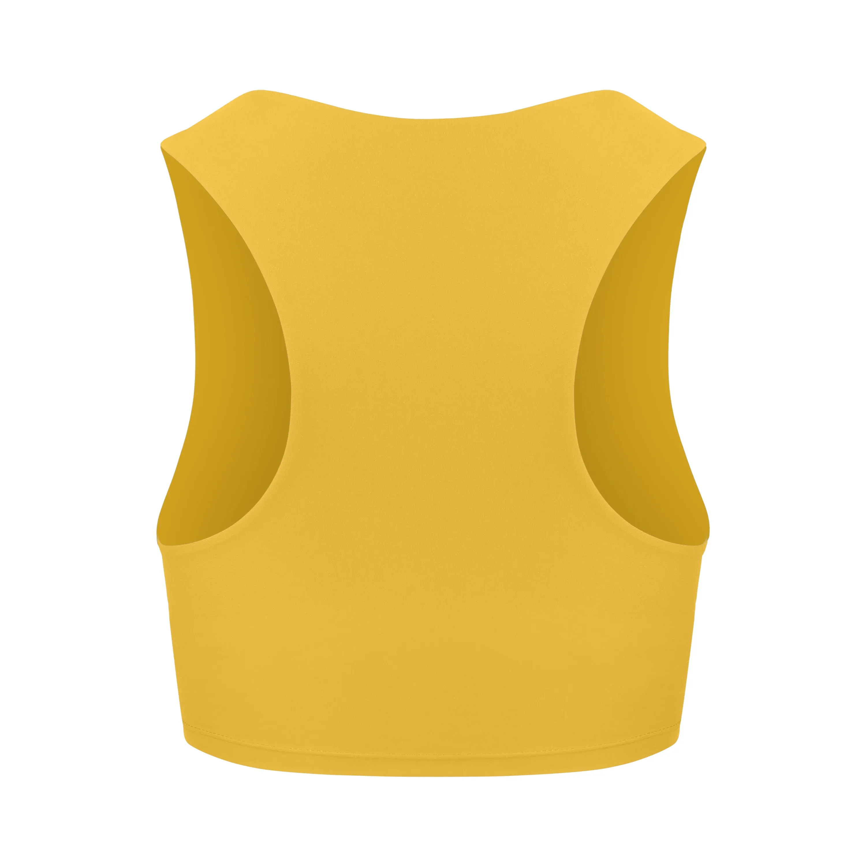 Tula High Neck Racer Back Crop Top | Recycled Nylon | Mustard