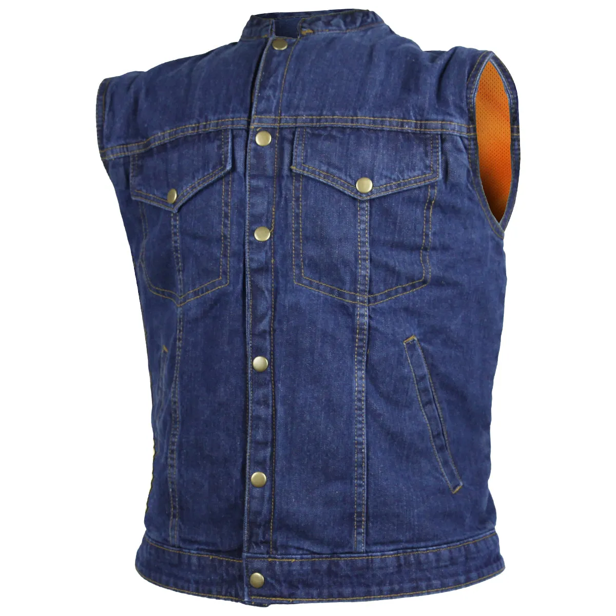 VB911BL & VB911BK Vance Leather Mens Denim Patch Holder Vest