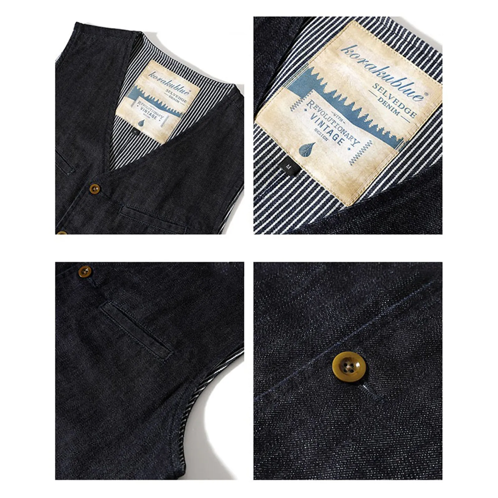 Vintage Amekaji Vest Denim Striped Vest