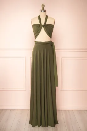 Violaine Khaki | Convertible Maxi Dress