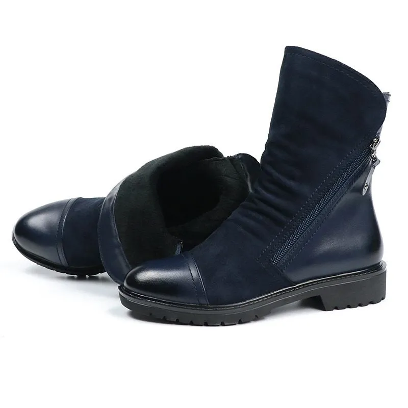 Women Faux Suede Leather Mid-Calf Boots