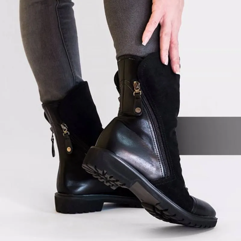 Women Faux Suede Leather Mid-Calf Boots